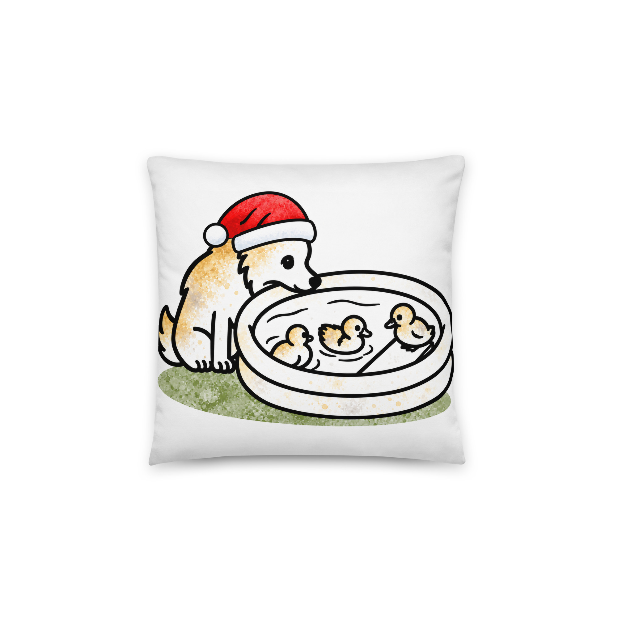 all-over-print-basic-pillow-14x14-back-6ae34940ad541.jpg Weihnachtskissen mit Border Collie Julchen mit Weihnachtsmütze am Kükenpool