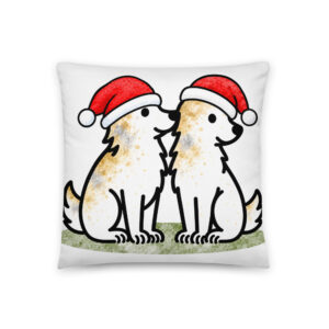 Weihnachtskissen mit Hund – Border Collies Luna und Julchen mit Weihnachtsmütze