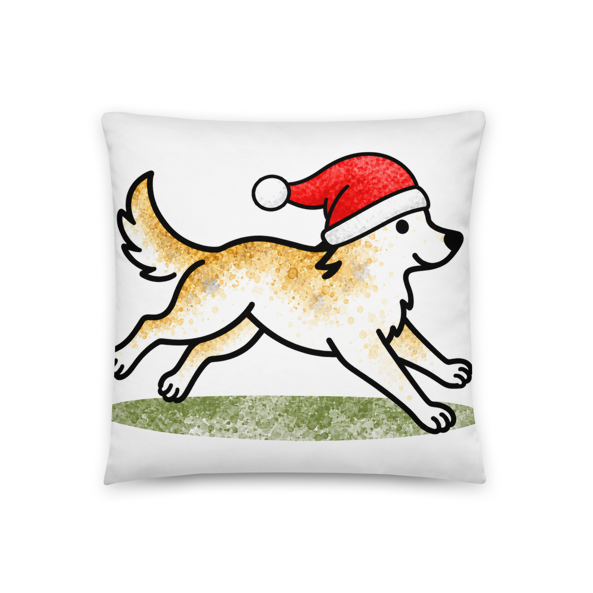 Weihnachtskissen mit Border Collie Julchen im Lauf, mit Weihnachtsmütze