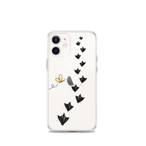 iPhone-Hülle Krickenten – Spur mit Schmetterling, transparent