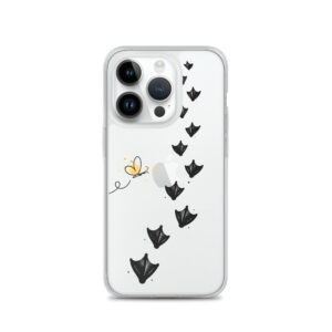 iPhone-Hülle Krickenten – Spur mit Schmetterling, transparent