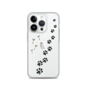 Handyhülle Hund für iPhone – Lunas Pfoten mit Pusteblume, transparent