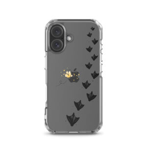 iPhone-Hülle Krickenten – Spur mit Schmetterling, transparent