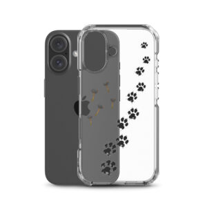 Handyhülle Hund für iPhone – Lunas Pfoten mit Pusteblume, transparent
