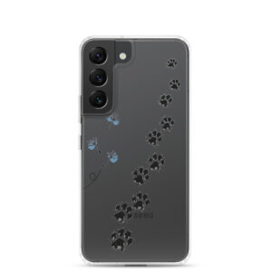 Handyhülle Hund für Samsung – Pfoten von Luna und Jule mit Pusteblume, transparent