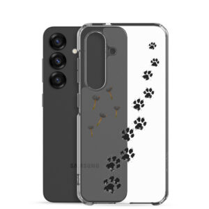 Handyhülle Hund für Samsung – Lunas Pfoten mit Pusteblume, transparent
