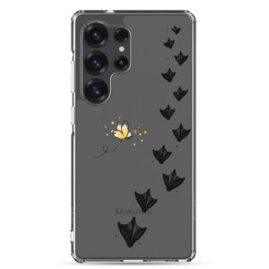 Samsung-Hülle Krickenten – Spur mit Schmetterling, transparent