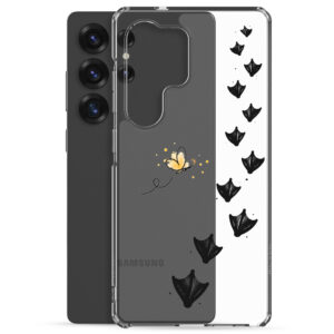 Samsung-Hülle Krickenten – Spur mit Schmetterling, transparent