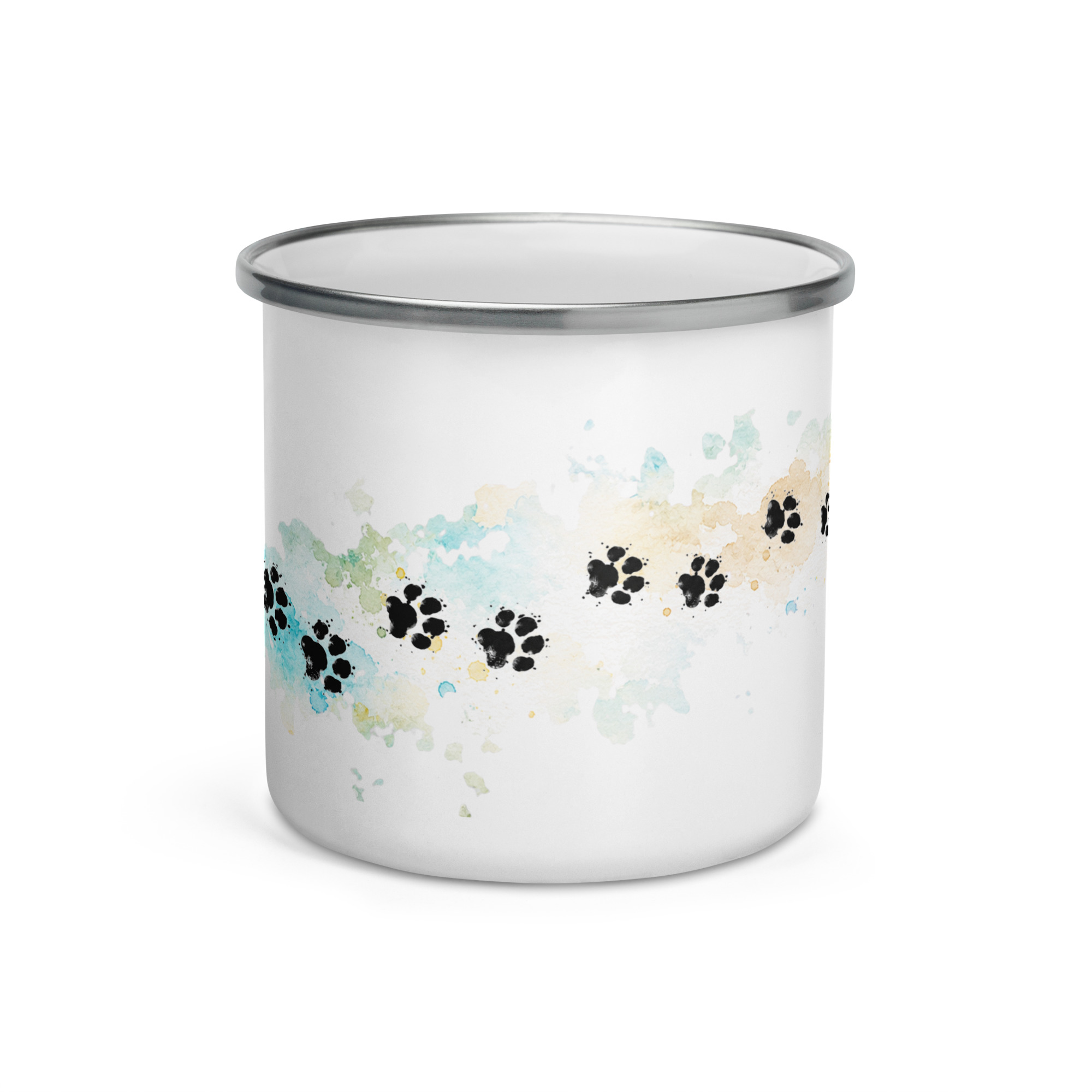 Emaille-Tasse mit Hundepfoten