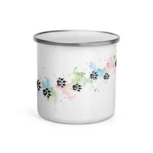 Emaille Tasse mit Igel Spuren – Annabells Tapsen