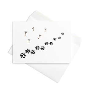 Hundekarte & Geburtstagskarte Hundepfoten mit Pusteblume – Lunas Tapsen, Klappkarte mit Umschlag und Geschichte