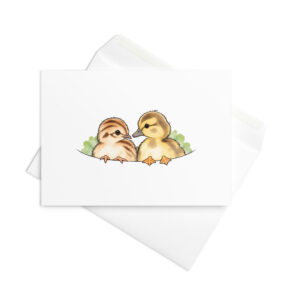 Enten Karte Duffy und Pauline in der Brusttasche – Klappkarte mit Umschlag und Geschichte