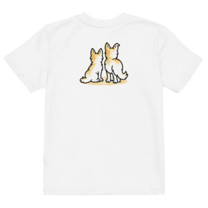 Partnerlook Mama Tochter – Hunde T-Shirt Kinder, Luna und Julchen am Fenster, Bio-Baumwolle