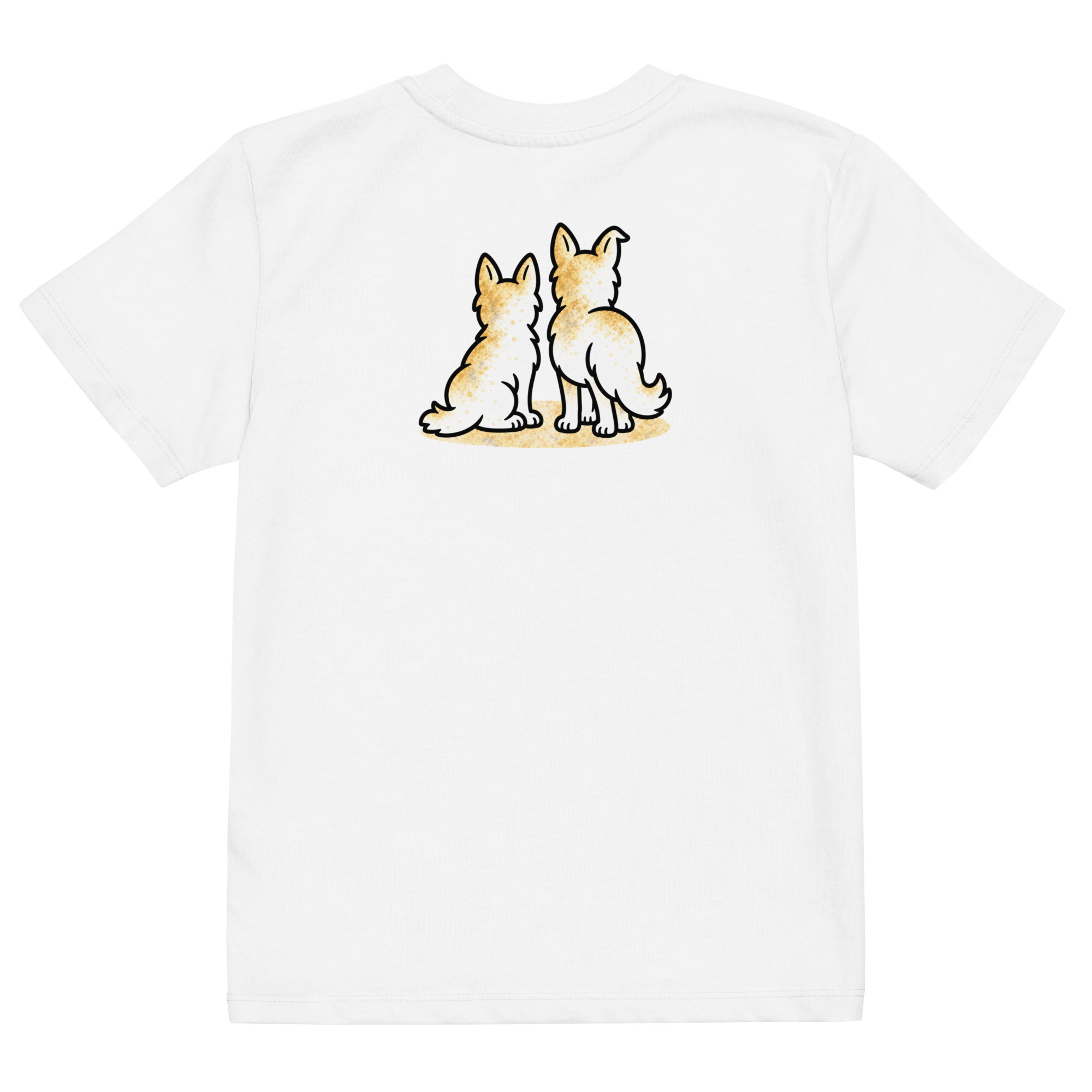 Partnerlook Mama Tochter – Hunde T-Shirt Kinder, Luna und Julchen am Fenster, Bio-Baumwolle