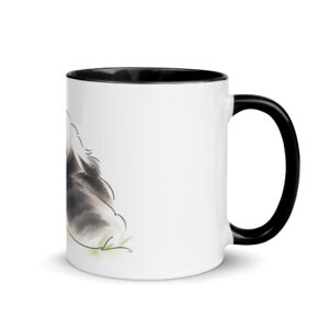 Enten Tasse – Duffy und Luna Nase an Nase, Keramiktasse innen schwarz mit Ente und Hund