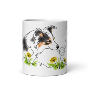 Hunde Tasse Border Collie Luna mit Pusteblume – Keramiktasse
