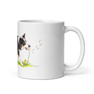 Hunde Tasse Border Collie Luna mit Pusteblume – Keramiktasse