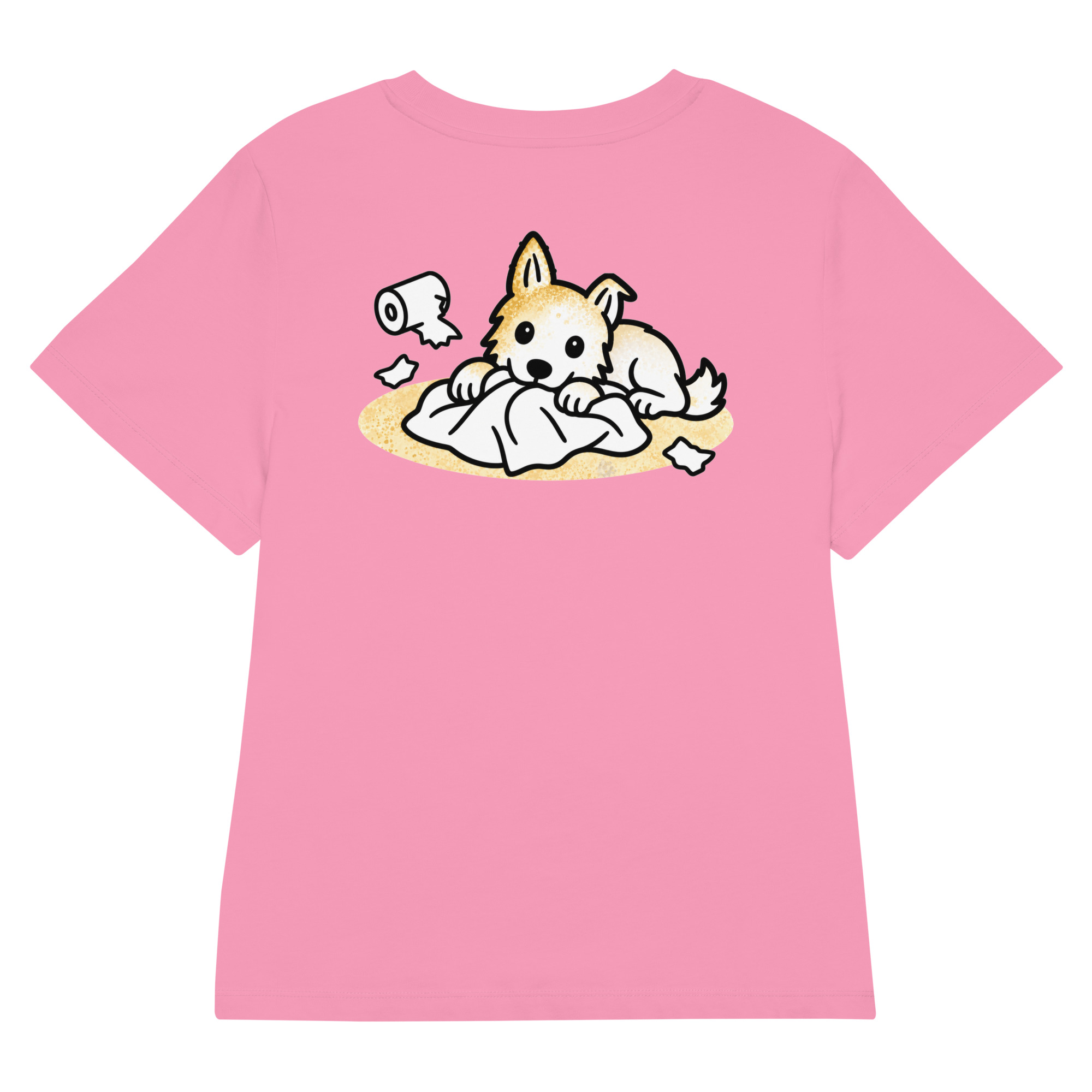 womens-organic-ribbed-neck-stella-muser-t-shirt-bubble-pink-back-6adf95d9dfe1b.jpg Partnerlook Mama Tochter – Hunde T-Shirt Damen, Lunas Papierschlacht, Bio-Baumwolle