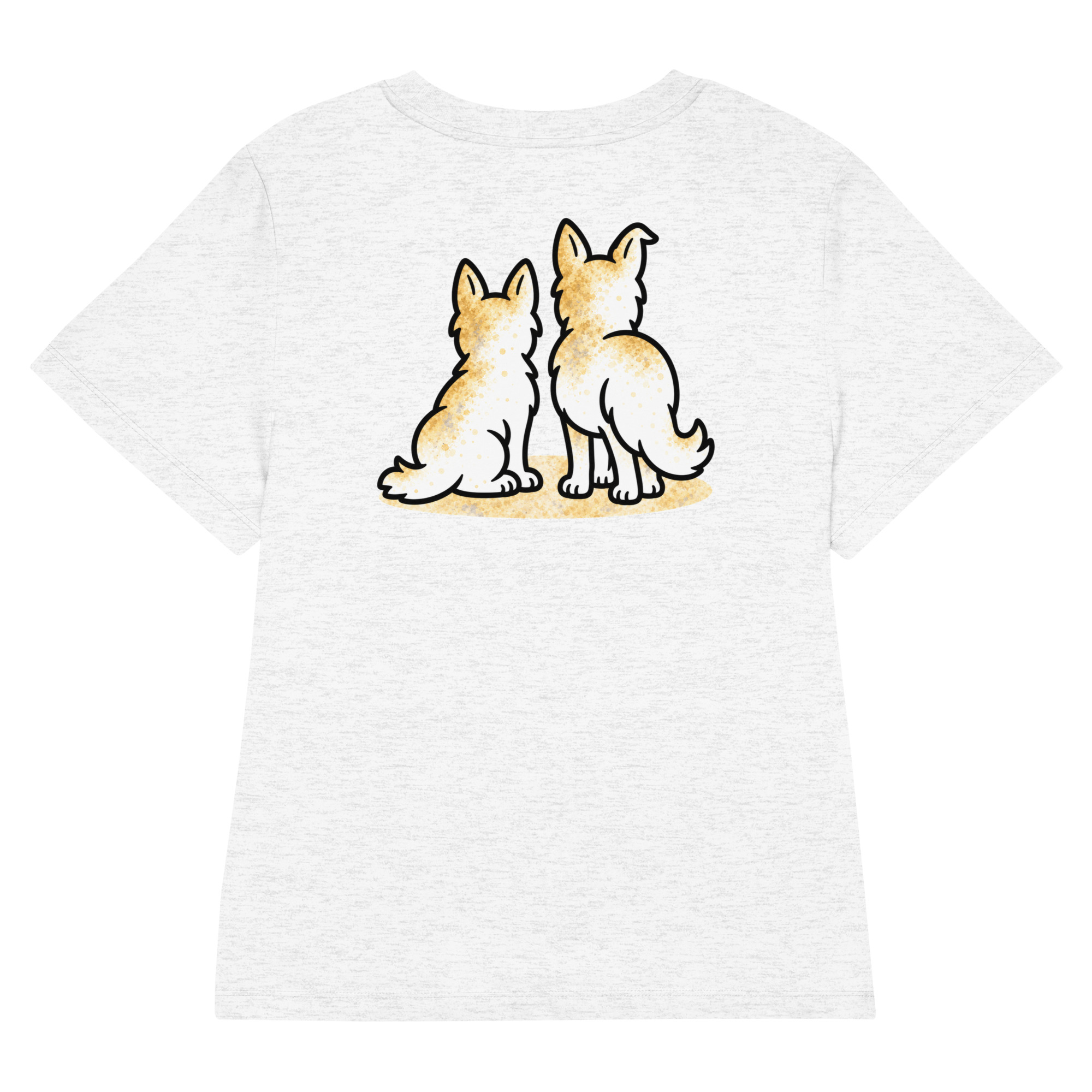 womens-organic-ribbed-neck-stella-muser-t-shirt-cool-heather-grey-back-6ade516330722.jpg Partnerlook Mama Tochter – Hunde T-Shirt Damen, Luna und Julchen am Fenster, Bio-Baumwolle