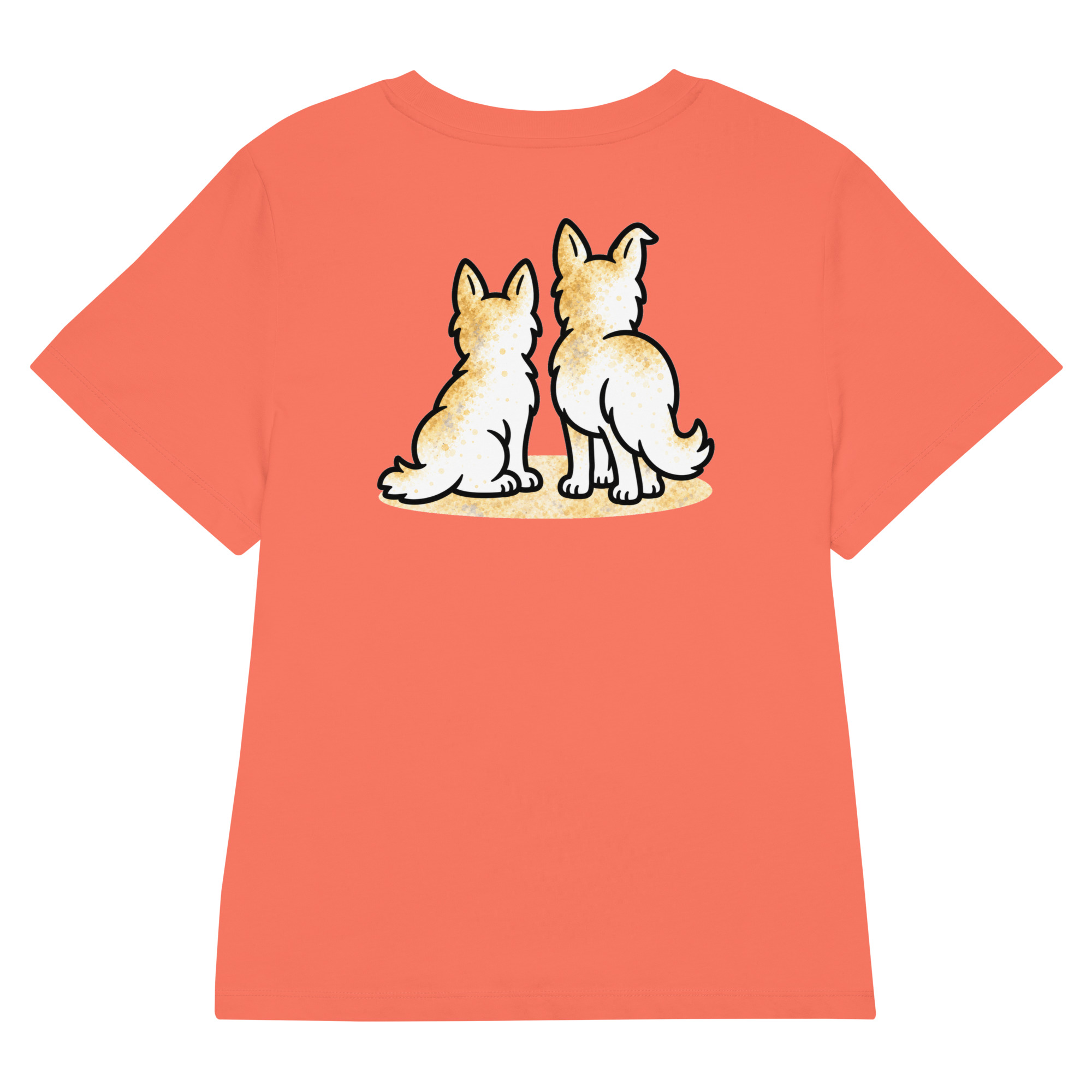 womens-organic-ribbed-neck-stella-muser-t-shirt-fiesta-back-6ade51632f731.jpg Partnerlook Mama Tochter – Hunde T-Shirt Damen, Luna und Julchen am Fenster, Bio-Baumwolle