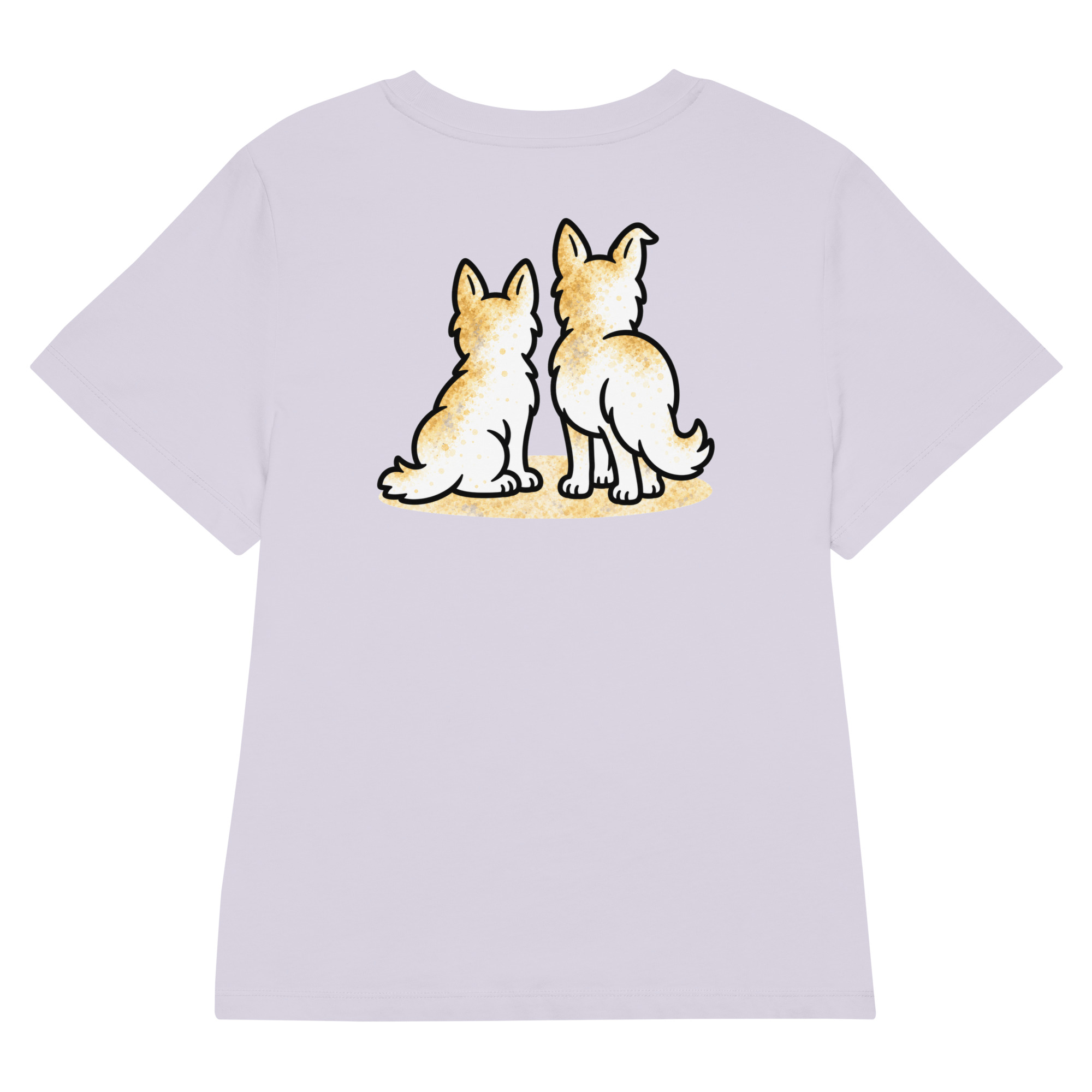 womens-organic-ribbed-neck-stella-muser-t-shirt-lavender-back-6ade516330072.jpg Partnerlook Mama Tochter – Hunde T-Shirt Damen, Luna und Julchen am Fenster, Bio-Baumwolle