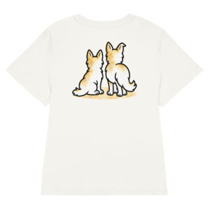 Partnerlook Mama Tochter – Hunde T-Shirt Damen, Luna und Julchen am Fenster, Bio-Baumwolle