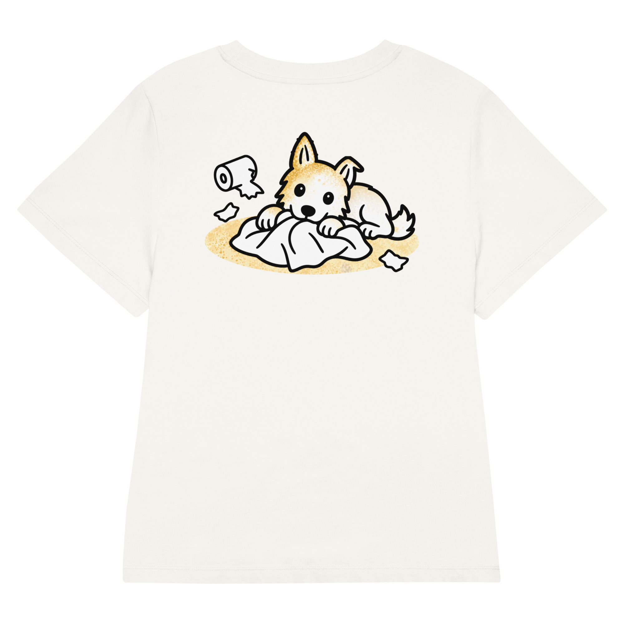 womens-organic-ribbed-neck-stella-muser-t-shirt-off-white-back-6adf95d9e19f9.jpg Partnerlook Mama Tochter – Hunde T-Shirt Damen, Lunas Papierschlacht, Bio-Baumwolle