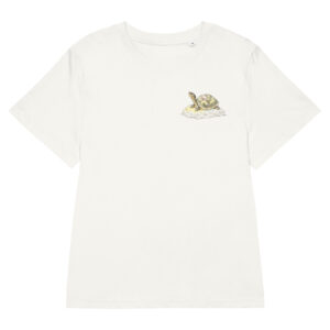 Schildkröten T-Shirt Damen – Schildi auf dem Sonnenstein – Bio-Baumwolle