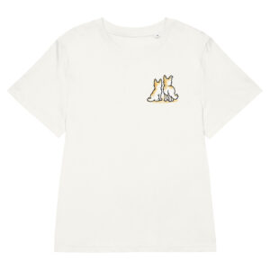 Partnerlook Mama Tochter – Hunde T-Shirt Damen, Luna und Julchen am Fenster, Bio-Baumwolle